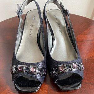 Women's Shoes, Karen Scott, Peep toe/sling back, dark navy, size 7.5